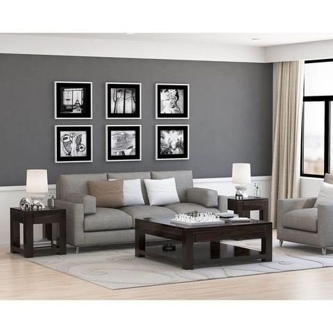 Glencoe Solid Wood 3 Piece Contemporary Coffee Table Set | Coffee Table ... regarding Maximizing Your Space with the Versatile Dark Gray Pine Wood 3-Piece Coffee Table Set